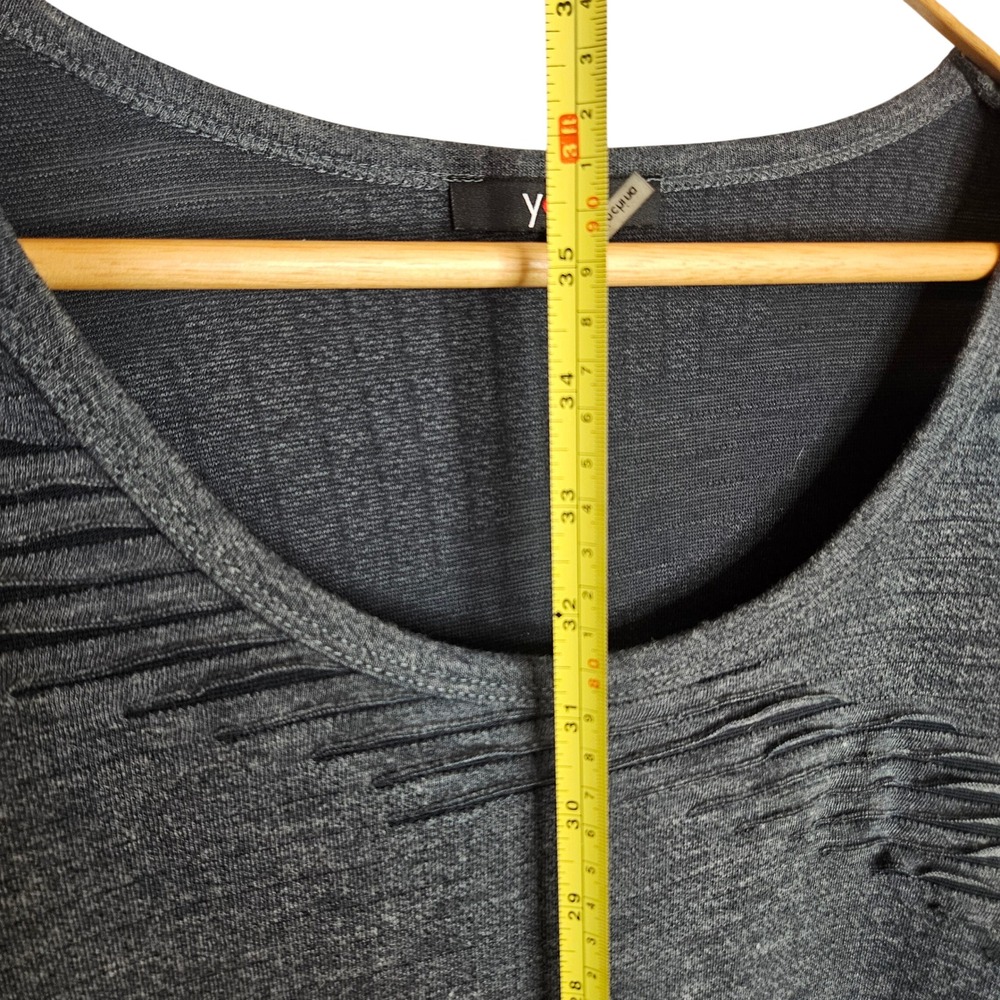 Yest Womens Gray Textured Long Sleeve Scoop Neck Mini Sheath Dress Size Sm 6 - Picture 4 of 8
